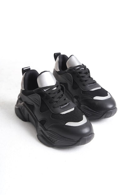 FlexStep Orthopedic Sole Knitted Sports Shoes Black Gray