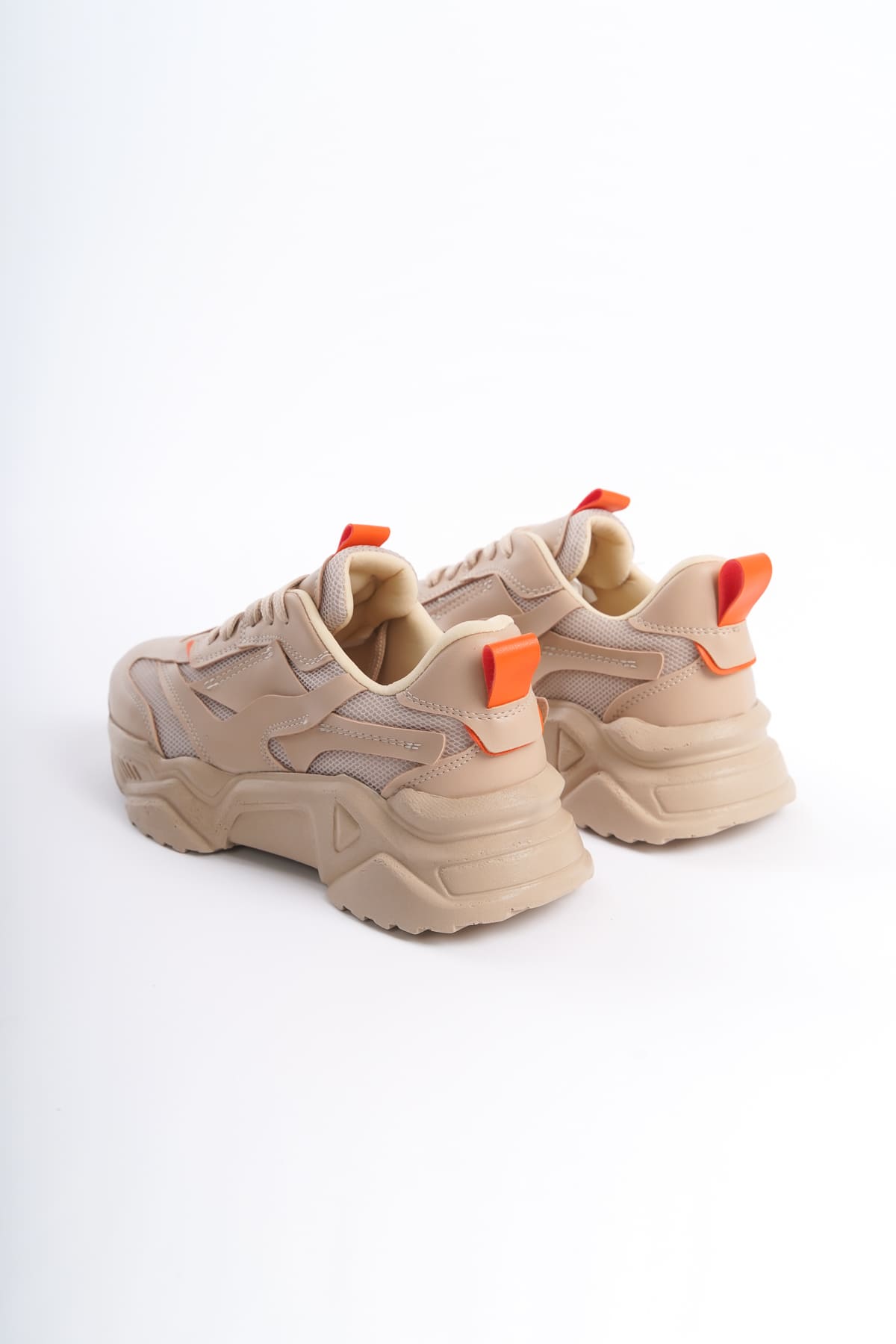 FlexStep Orthopedic Sole Knitted Sports Shoes Beige Orange
