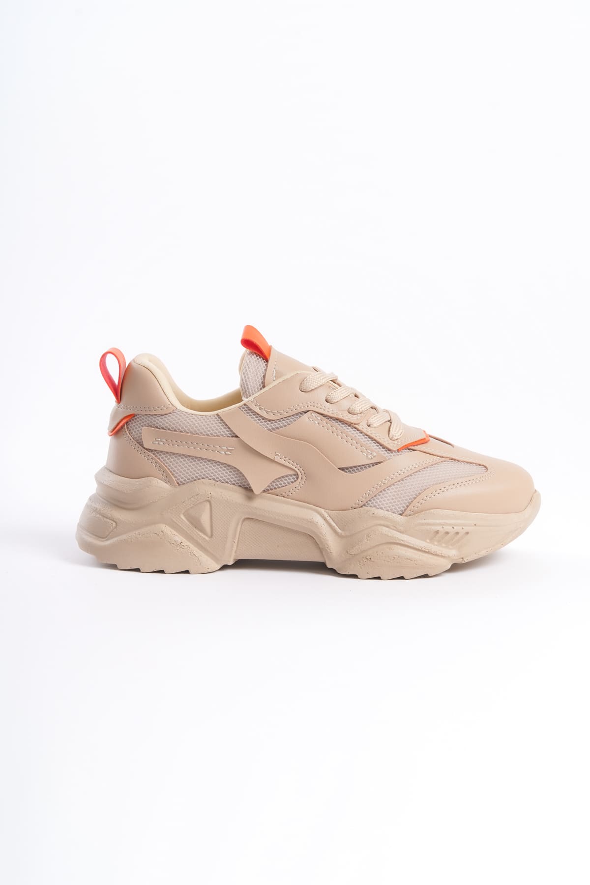 FlexStep Orthopedic Sole Knitted Sports Shoes Beige Orange