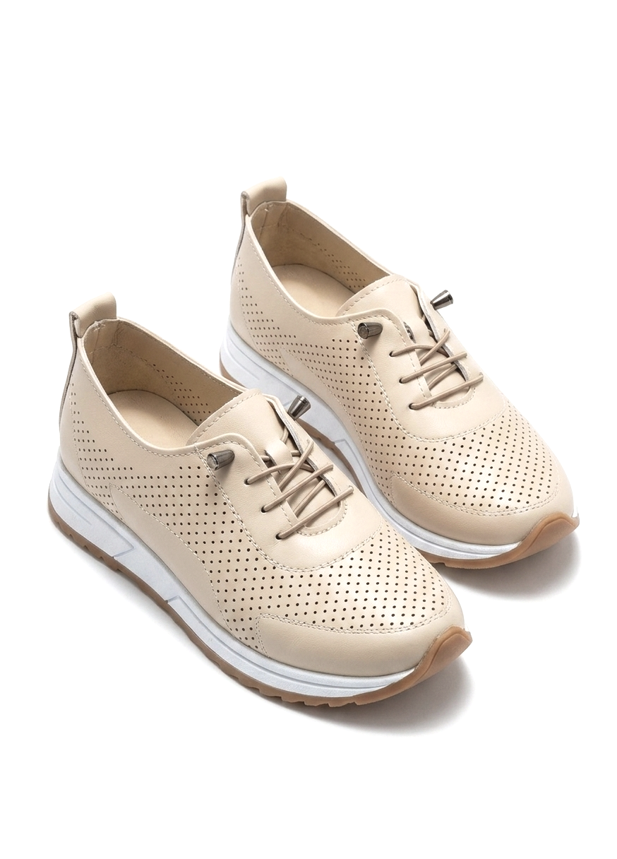 Tone Beige Rubber Laced Orthopedic Mother's Sneakers - Narrow Fit, Choose 1 Size Larger