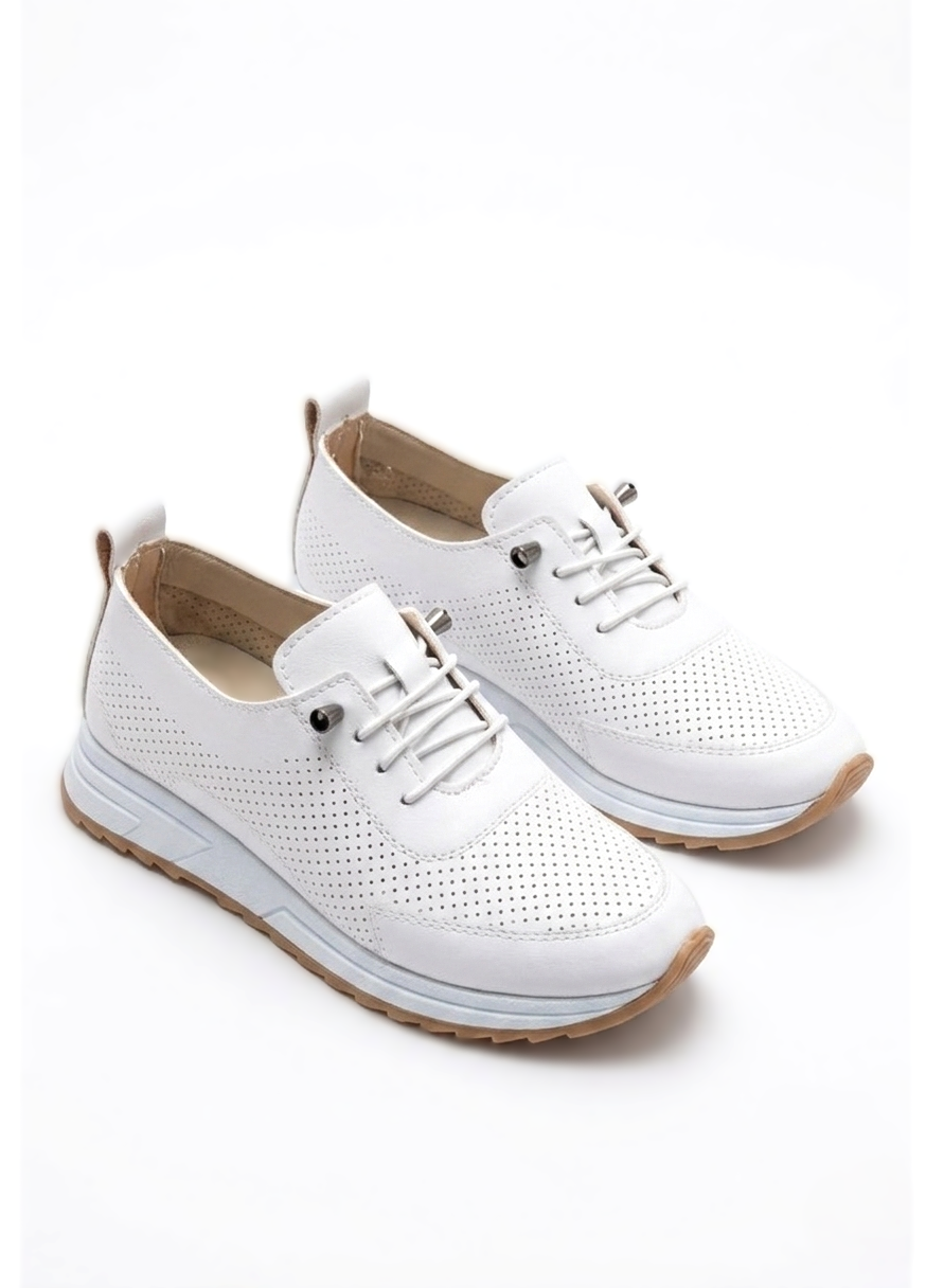 Tone White Rubber Laced Orthopedic Mother's Sneakers - Narrow Fit, Choose 1 Size Larger