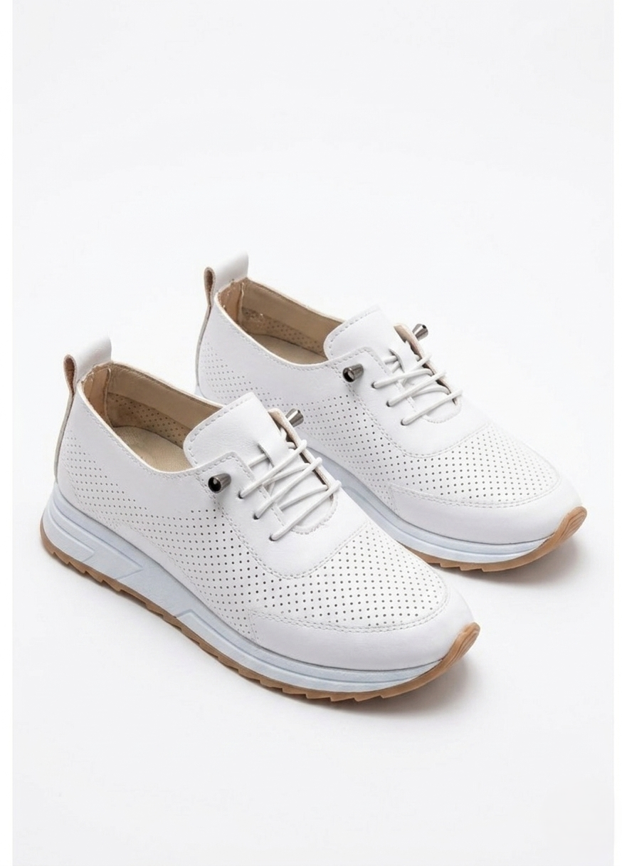 Tone White Rubber Laced Orthopedic Mother's Sneakers - Narrow Fit, Choose 1 Size Larger