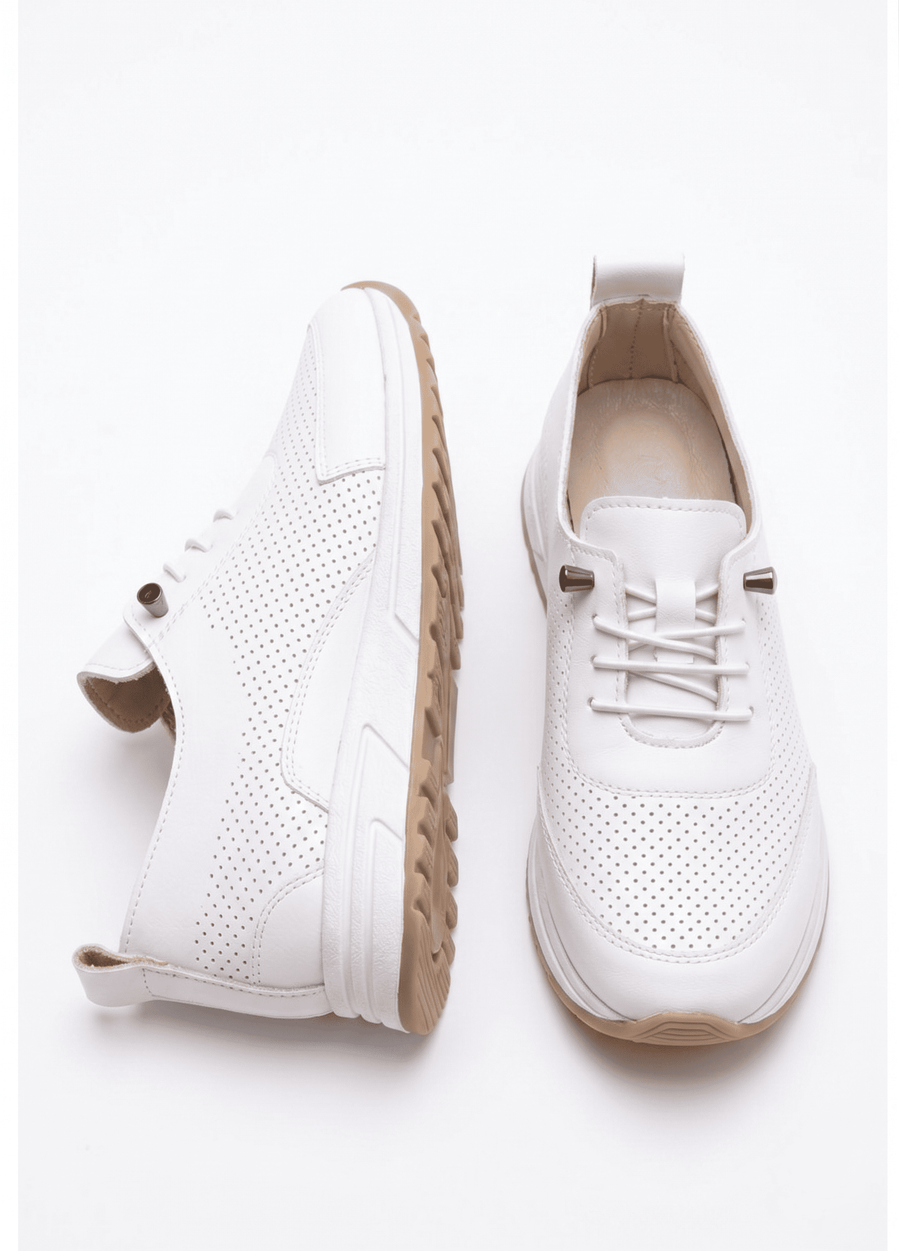 Tone White Rubber Laced Orthopedic Mother's Sneakers - Narrow Fit, Choose 1 Size Larger