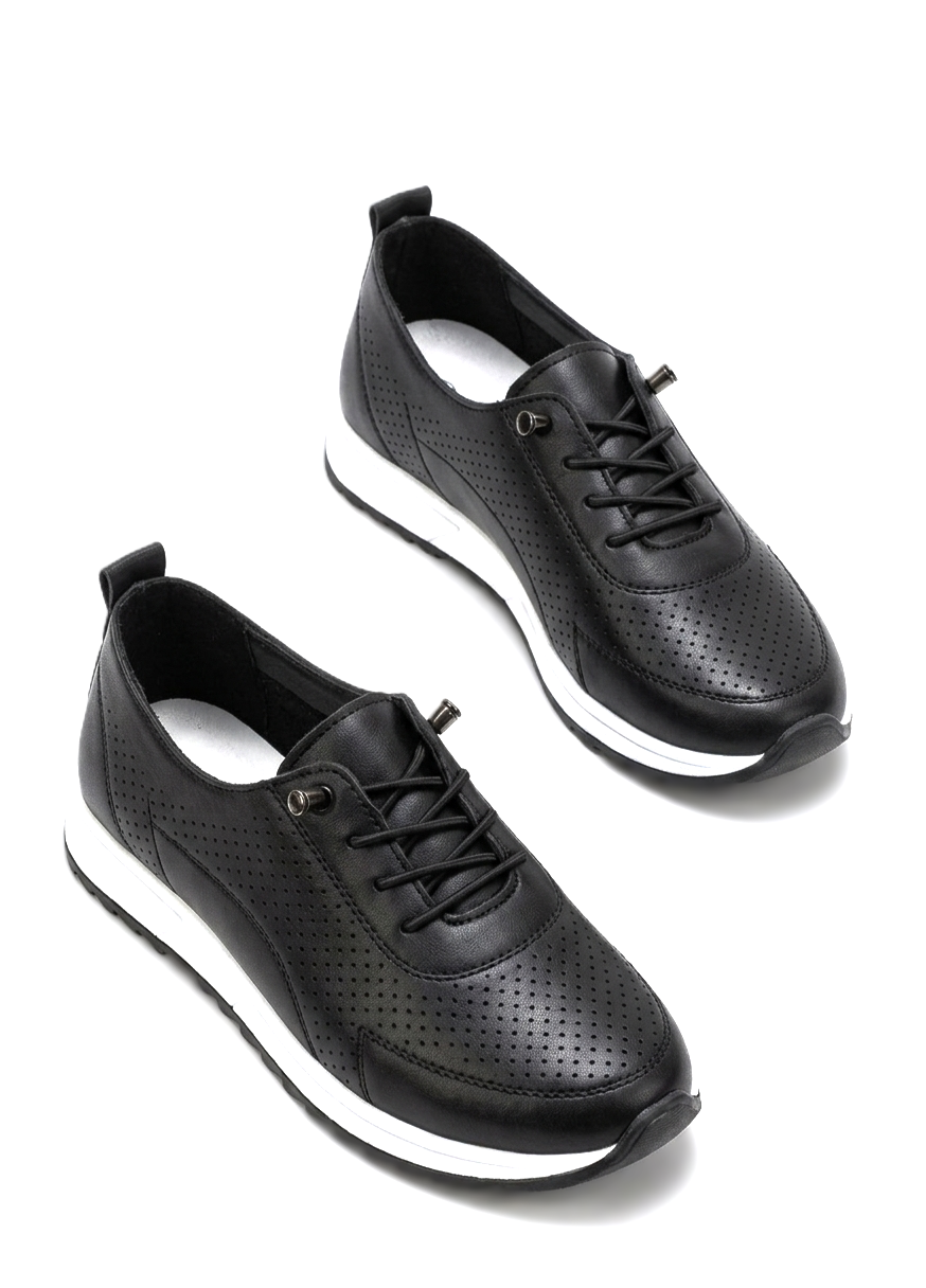 Tone Black Rubber Laced Orthopedic Mother's Sneakers - Narrow Fit, Choose 1 Size Larger