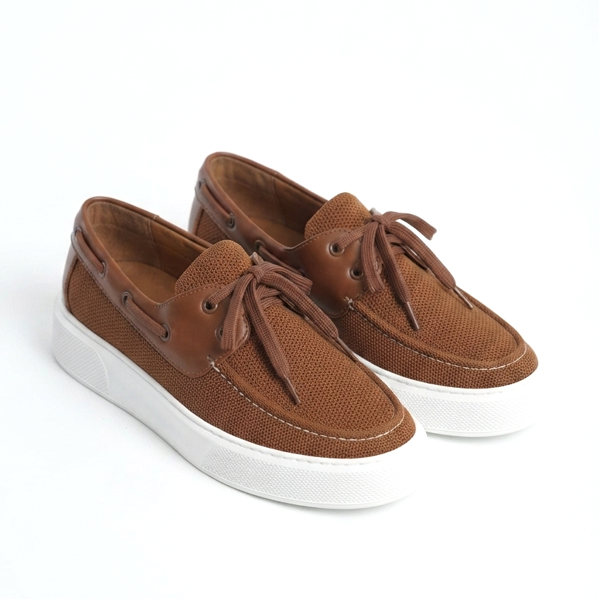 ZRC2602 - Premium Triko Erkek Bağcıklı Loafer Kahve