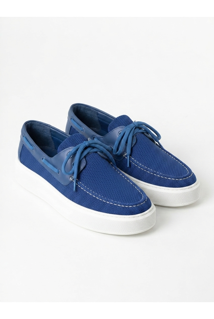 ZRC2602 - Premium Triko Erkek Bağcıklı Loafer Mavi