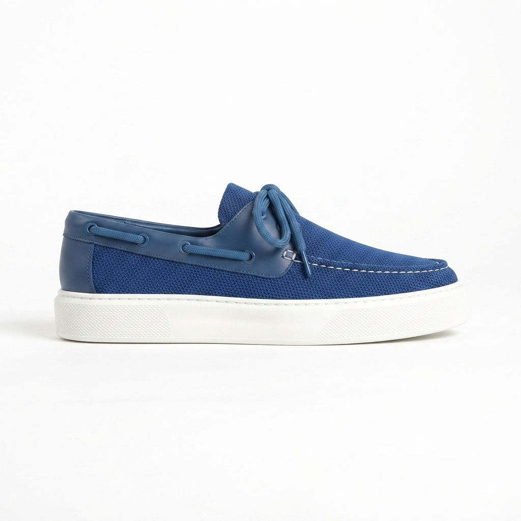 ZRC2602 - Premium Triko Erkek Bağcıklı Loafer Mavi