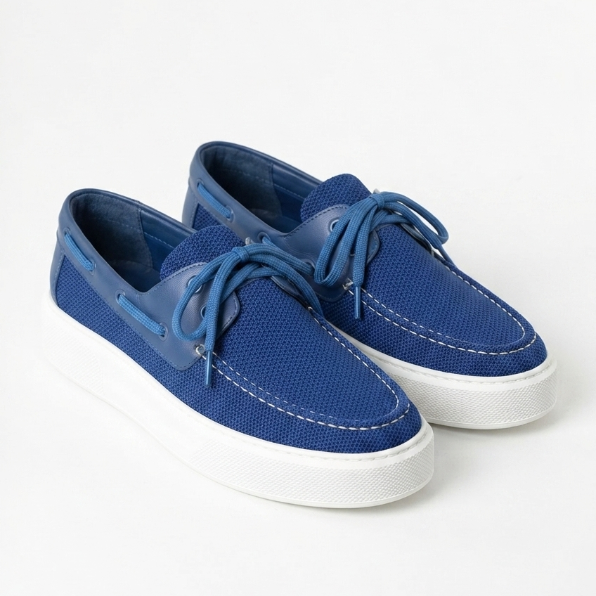 ZRC2602 - Premium Triko Erkek Bağcıklı Loafer Mavi