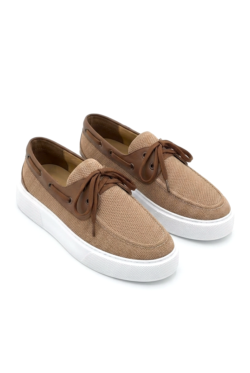 ZRC2602 - Premium Triko Erkek Bağcıklı Loafer Taba