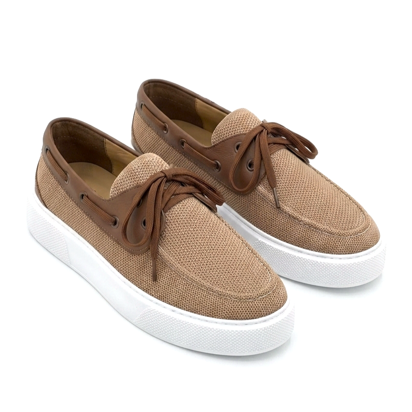ZRC2602 - Premium Triko Erkek Bağcıklı Loafer Taba