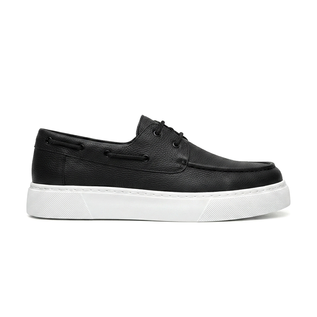 ZRC419 Yüksek Kalite Günlük Bağcıklı Casual Erkek Loafer Siyah Beyaz