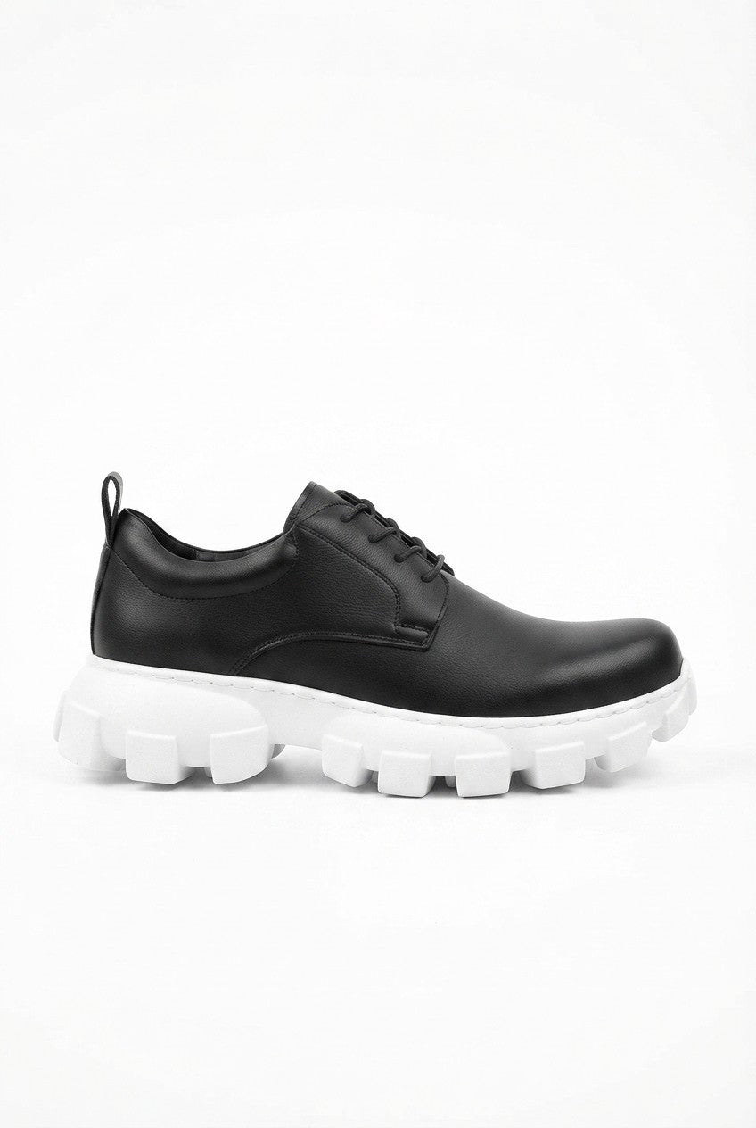 Trox Premium Trakör Taban 5 cm Boy Uzatan Erkek Spor Casual Ayakkabı Siyah Beyaz