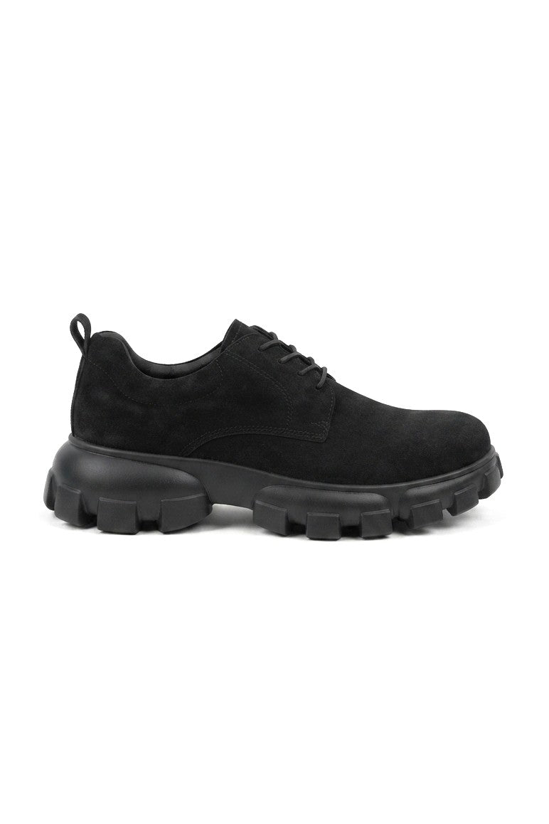 Trox Premium Trakör Taban 5 cm Boy Uzatan Erkek Spor Casual Ayakkabı Siyah Süet