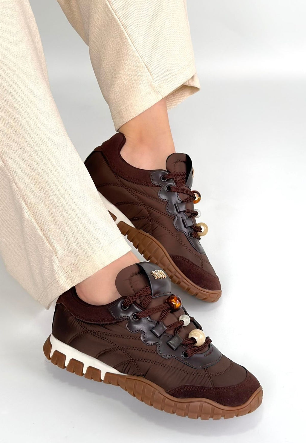 Tues Premium Kahve Nubuk Bağcıklı Kadın Sneaker