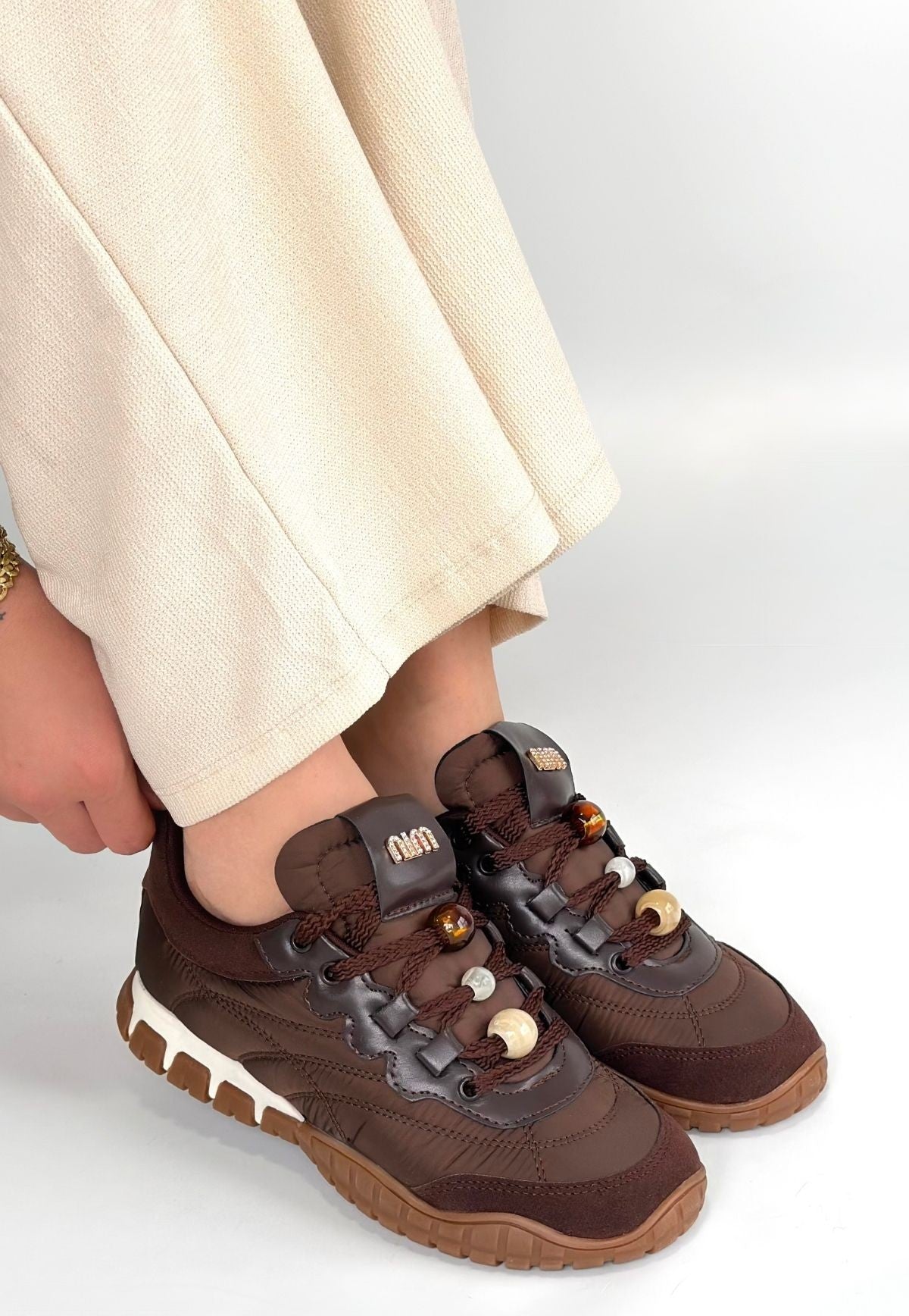 Tues Premium Kahve Nubuk Bağcıklı Kadın Sneaker