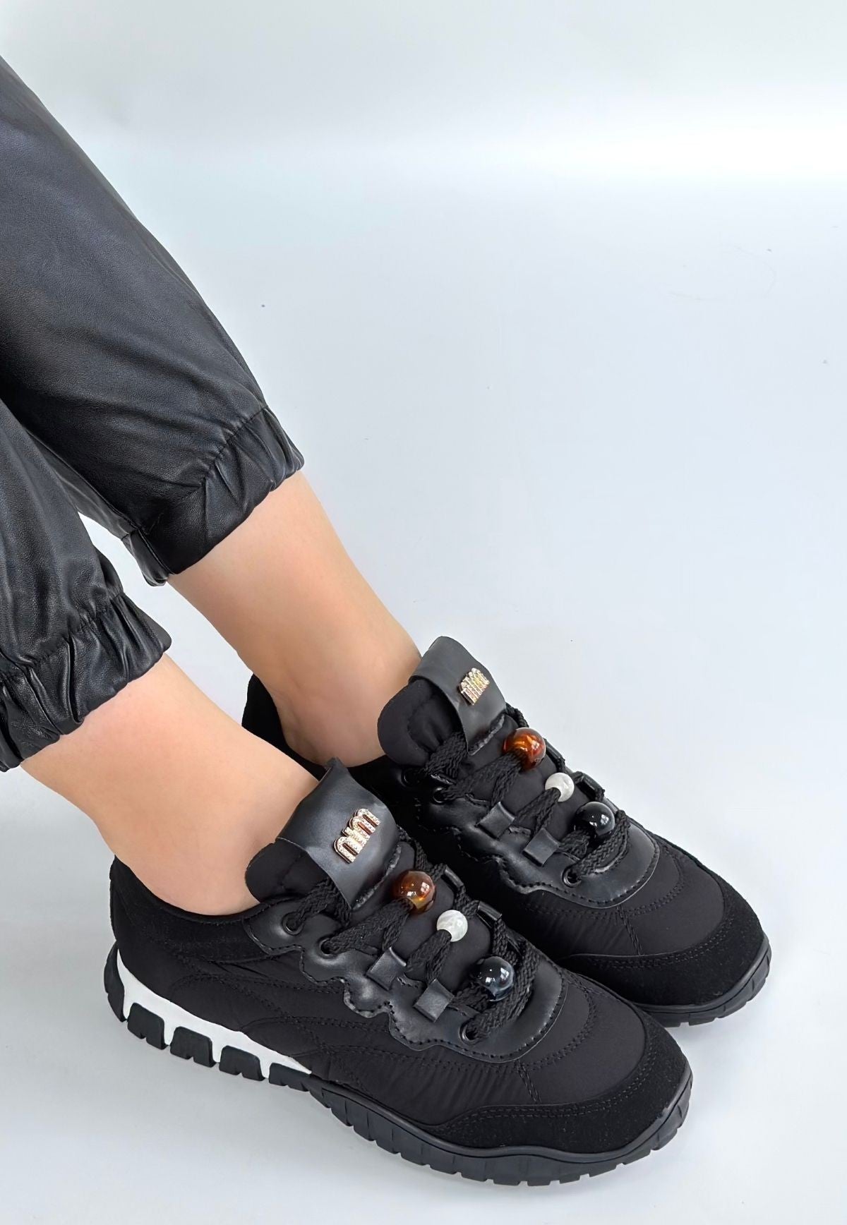 Tues Premium Siyah Nubuk Bağcıklı Kadın Sneaker