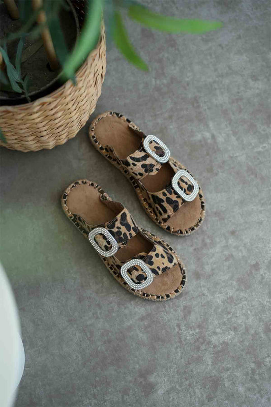 Tyna Premium Suede Leopard Stoned Women's Slippers