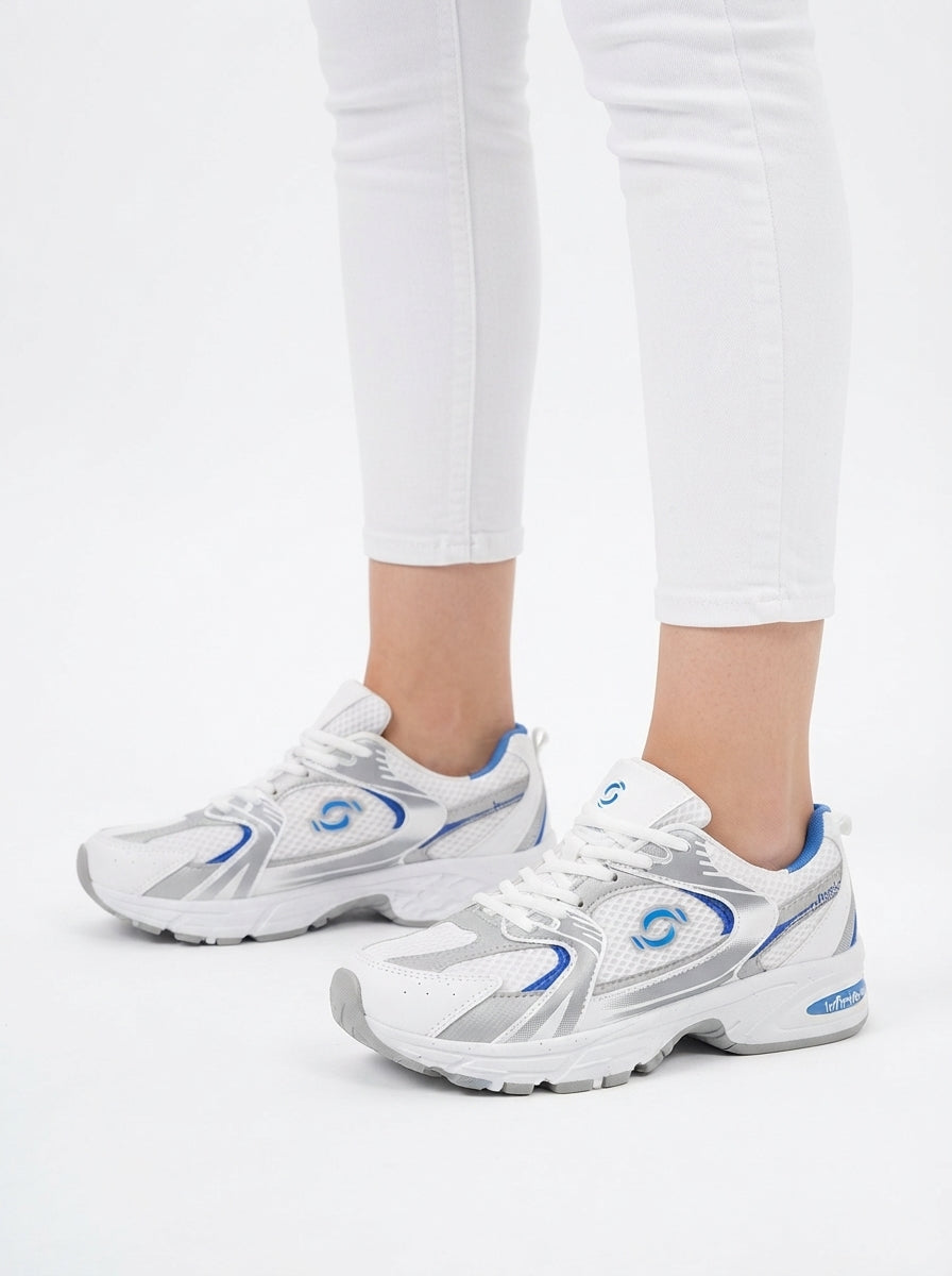 ULTRAONE Bağcıklı Ortopedik Kadın Sneaker - Beyaz Mavi