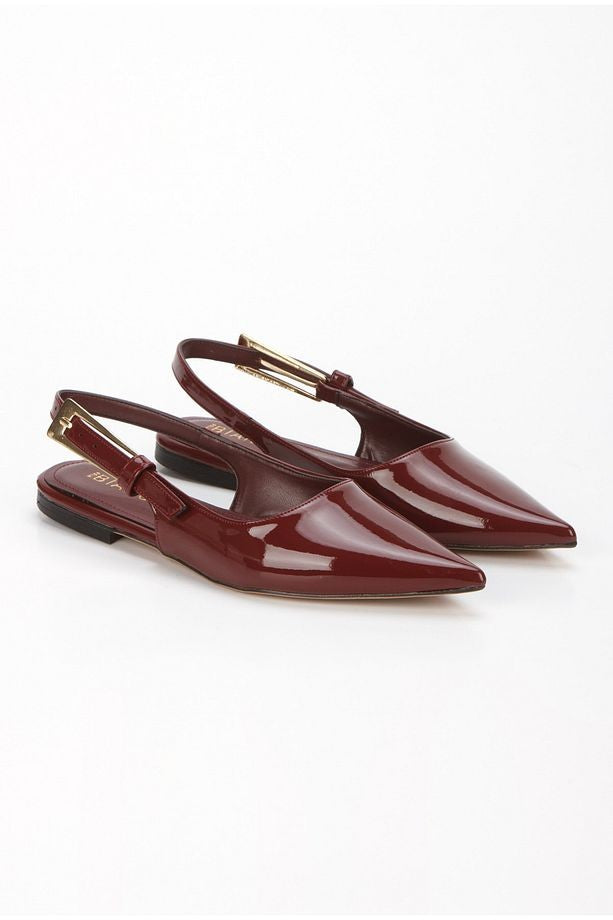 Ummar Burgundy Patent Leather Ballerina Shoes