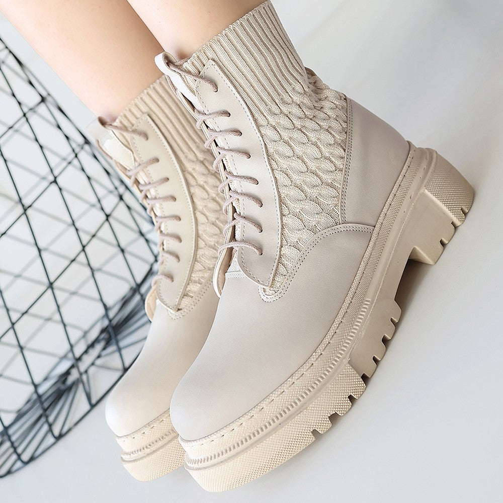 Utag Beige Lace-Up Women's Boots