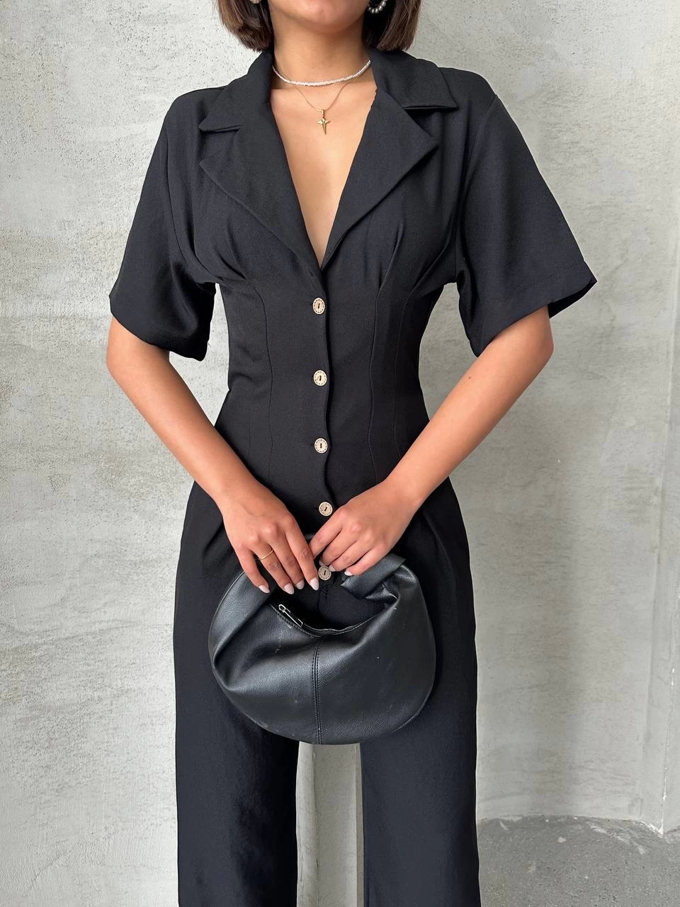 Long Linen Overalls Black