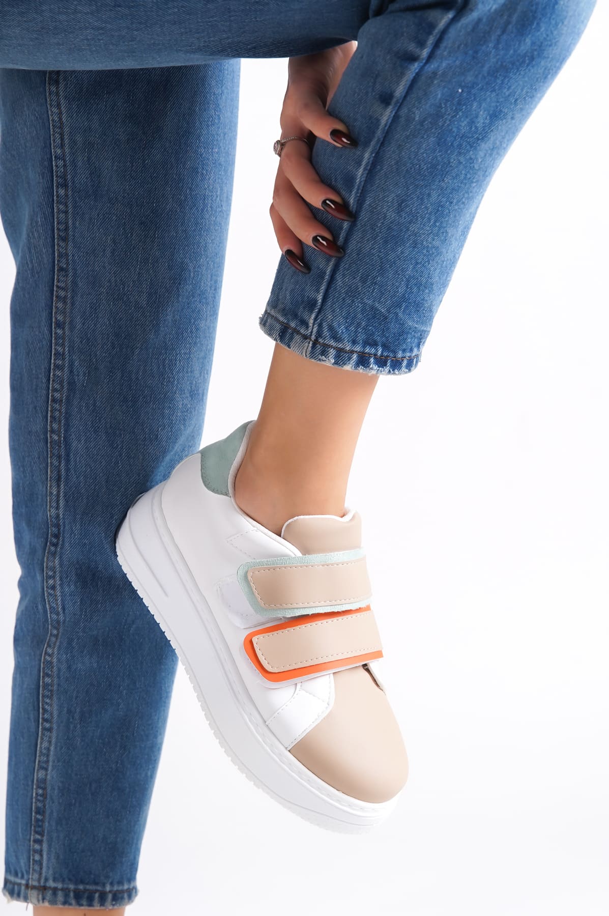 VALENCIA Velcro Orthopedic Sole Women's Sneakers - Skin Blue