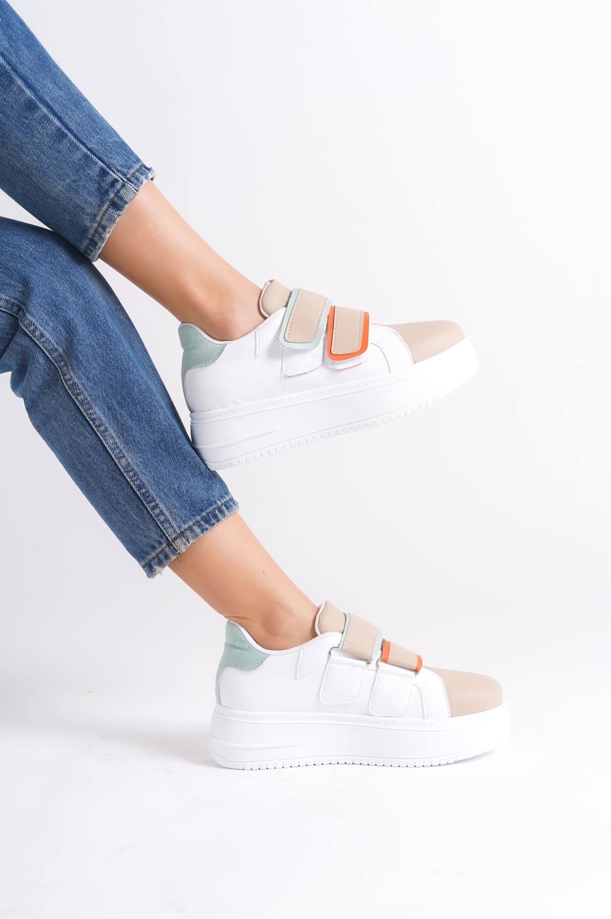 VALENCIA Velcro Orthopedic Sole Women's Sneakers - Skin Blue