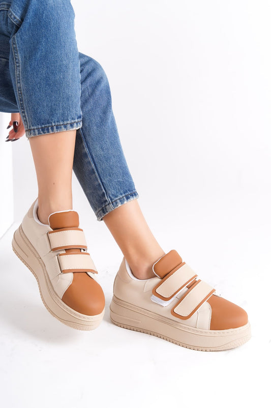 VALENCIA Velcro Orthopedic Sole Women's Sneakers - Brown