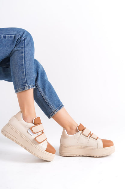 VALENCIA Velcro Orthopedic Sole Women's Sneakers - Brown