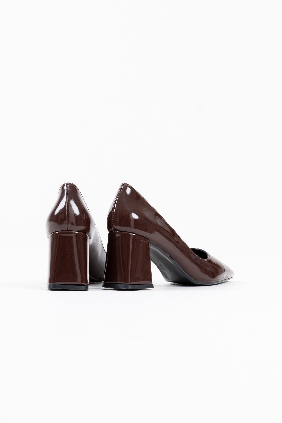 Valeria Premium Bitter Brown Patent Leather Women's High Heel Shoes 