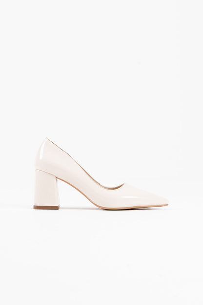 Valeria Premium Beige Patent Leather Women's High Heel Shoes 