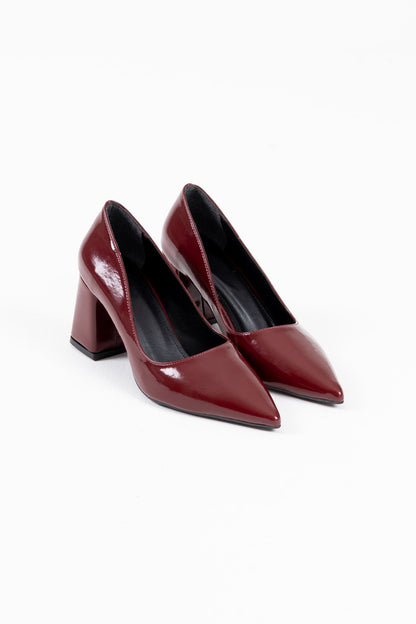 Valeria Premium Burgundy Patent Leather Women's High Heel Shoes 