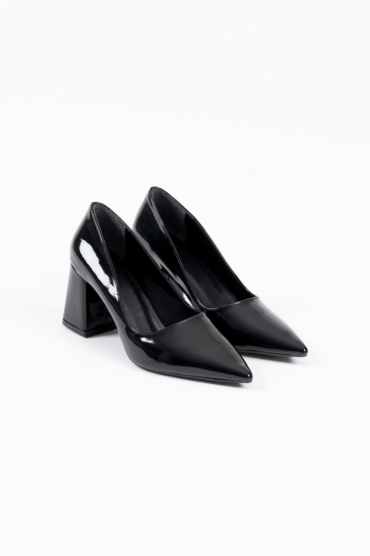 Valeria Premium Black Patent Leather Women's High Heel Shoes 