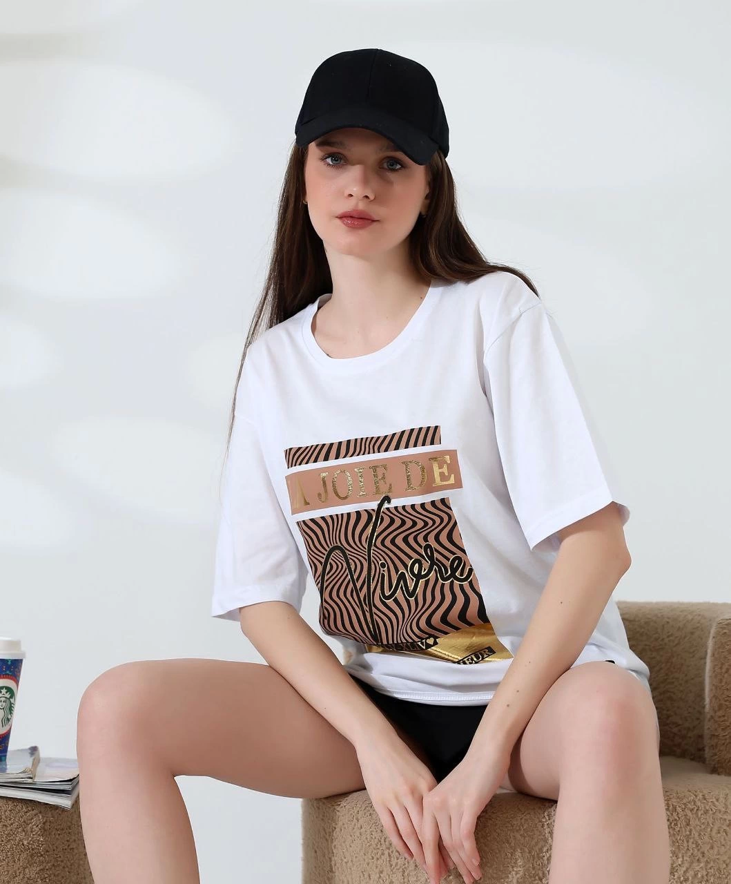 Varak Çizgili Oversize Tişört