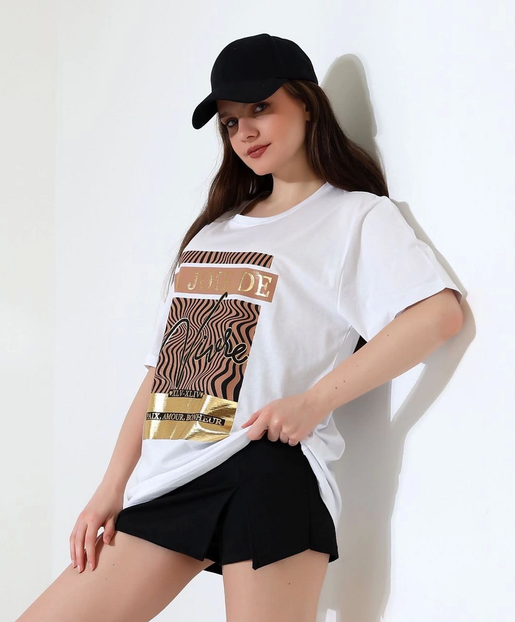 Varak Çizgili Oversize Tişört
