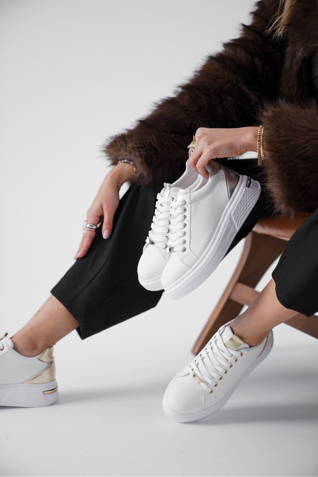 Vega Premium Silver Detailed White Women's Sneakers
