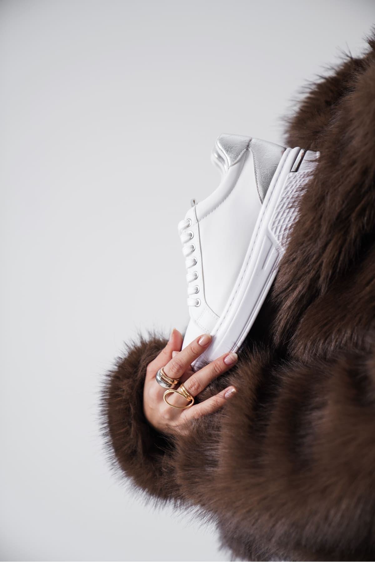 Vega Premium Silver Detailed White Women's Sneakers
