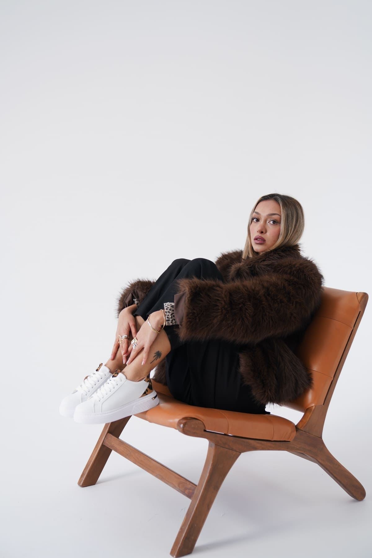 Vega Premium Leopard Detailed White Women's Sneakers