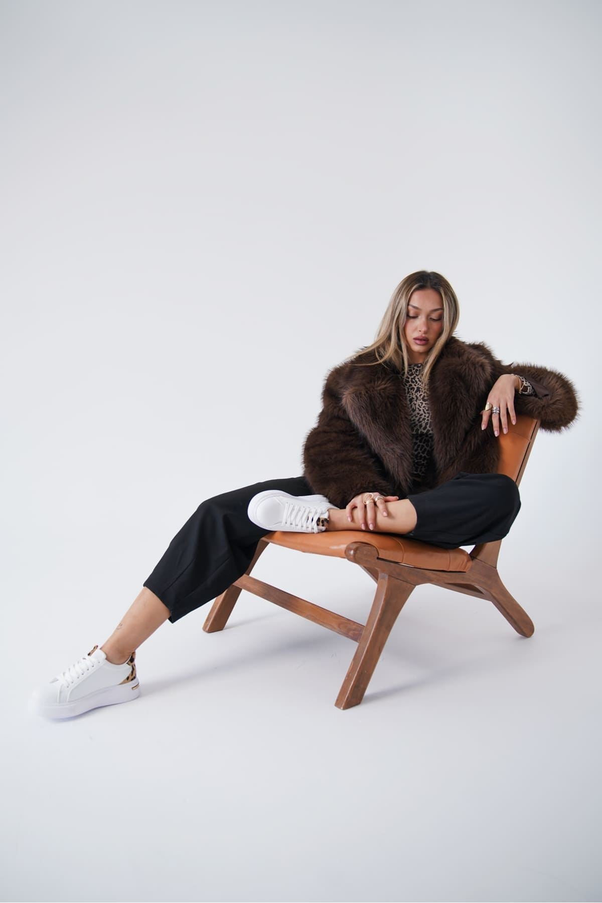 Vega Premium Leopard Detailed White Women's Sneakers