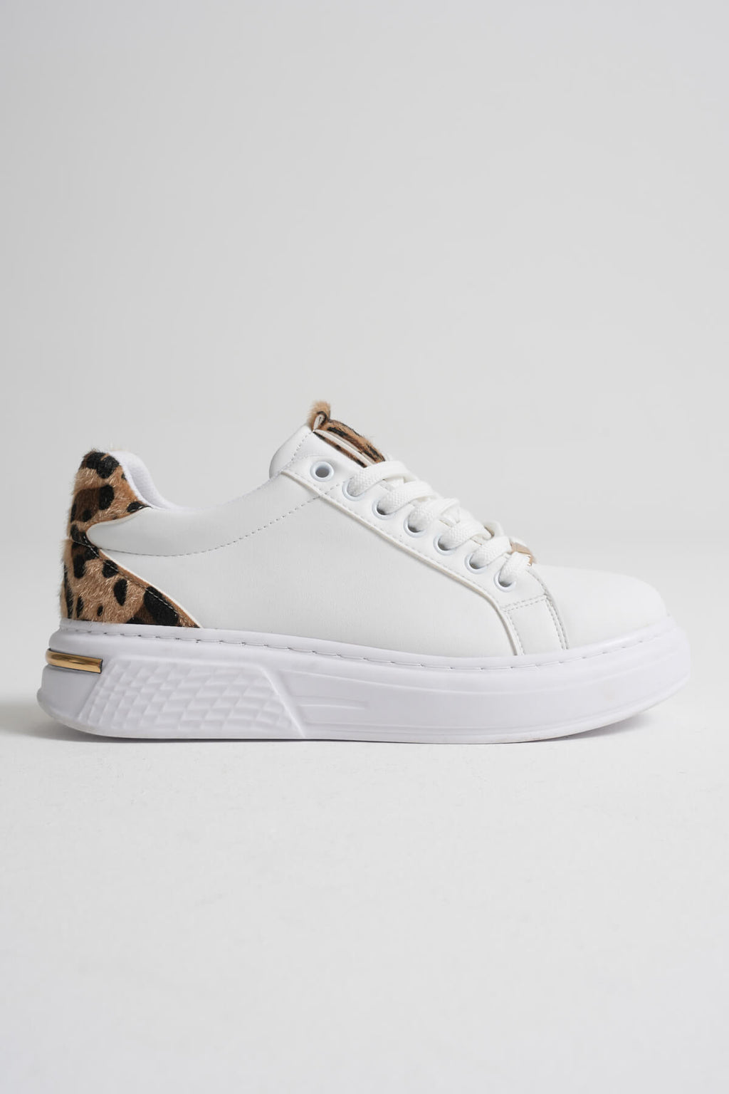 Vega Premium Leopar Detaylı Beyaz Kadın Sneaker