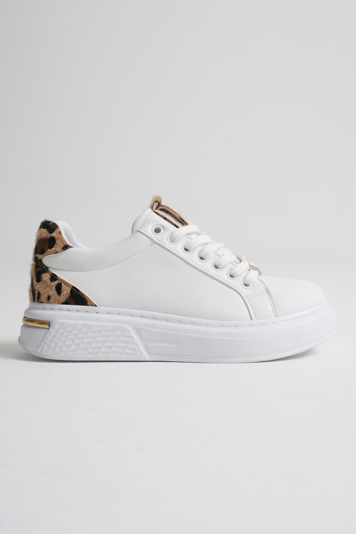 Vega Premium Leopar Detaylı Beyaz Kadın Sneaker