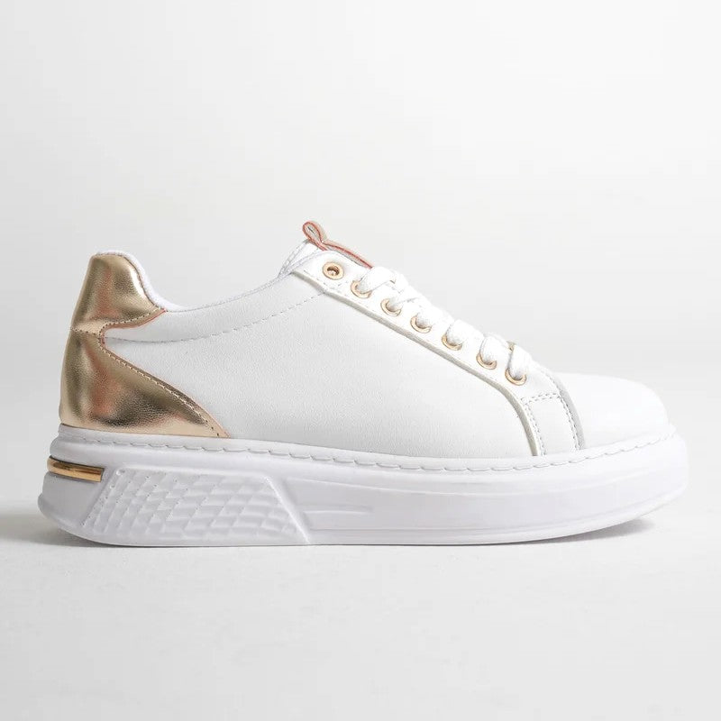 Vega Premium Altın Detaylı Beyaz Kadın Sneaker
