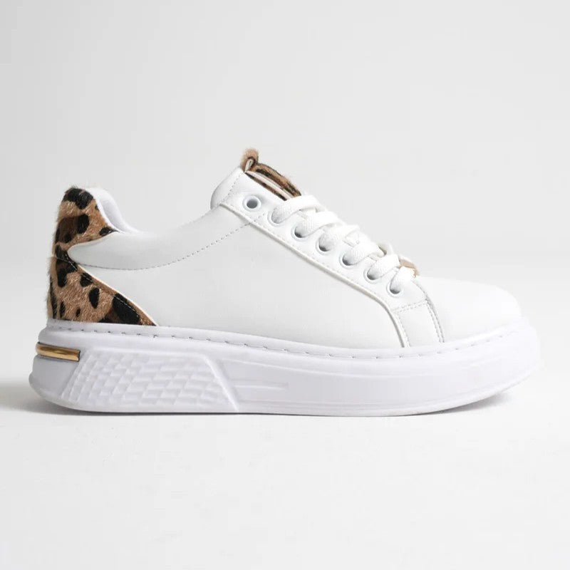 Vega Premium Leopar Detaylı Beyaz Kadın Sneaker