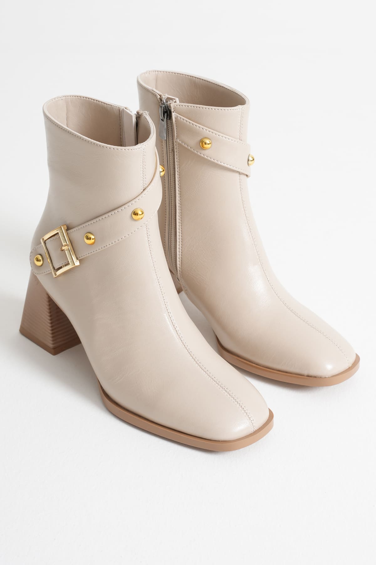 Limanu Premium Women's Beige Heeled Boots