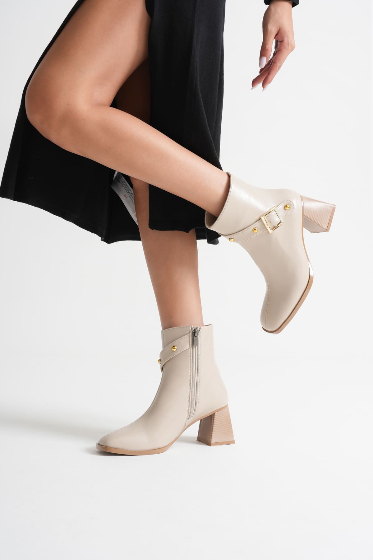 Limanu Premium Women's Beige Heeled Boots