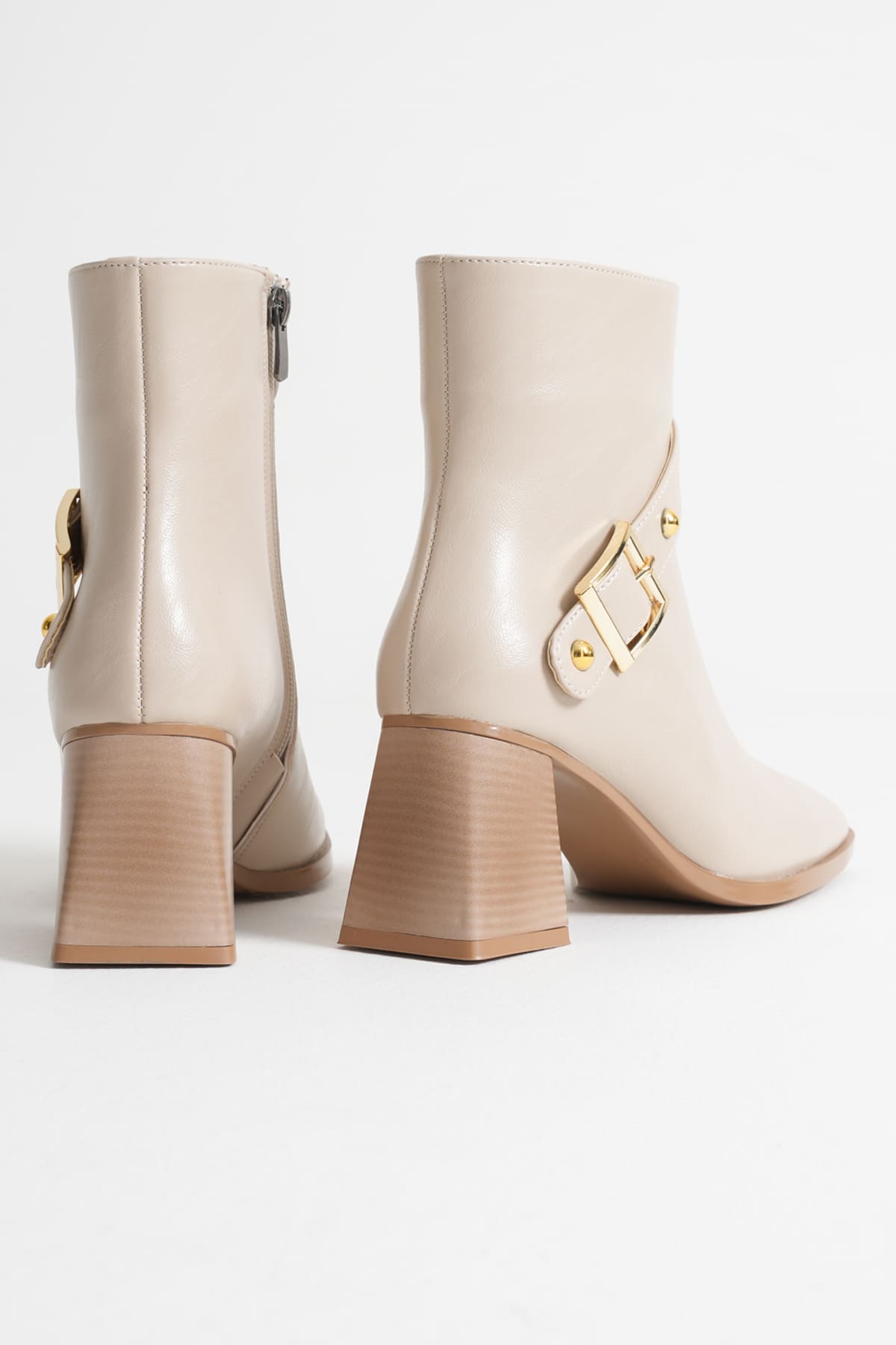 Limanu Premium Women's Beige Heeled Boots