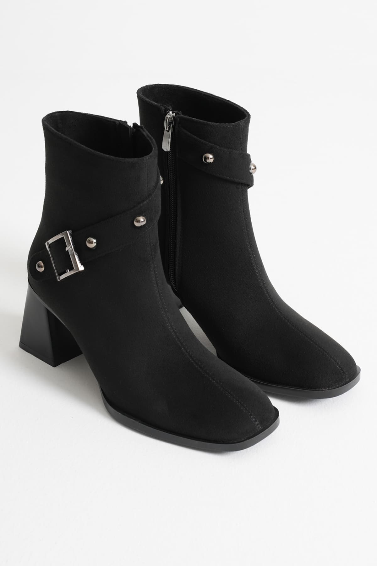 Limanu Premium Women's Black Suede Heeled Boots