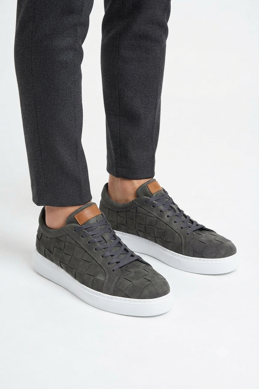 Vimini Yüksek Kalite Bağcıklı Kalın Taban Günlük Erkek Sneaker Antrasit
