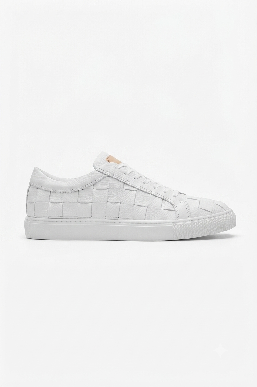 Vimini Yüksek Kalite Bağcıklı Kalın Taban Günlük Erkek Sneaker Beyaz