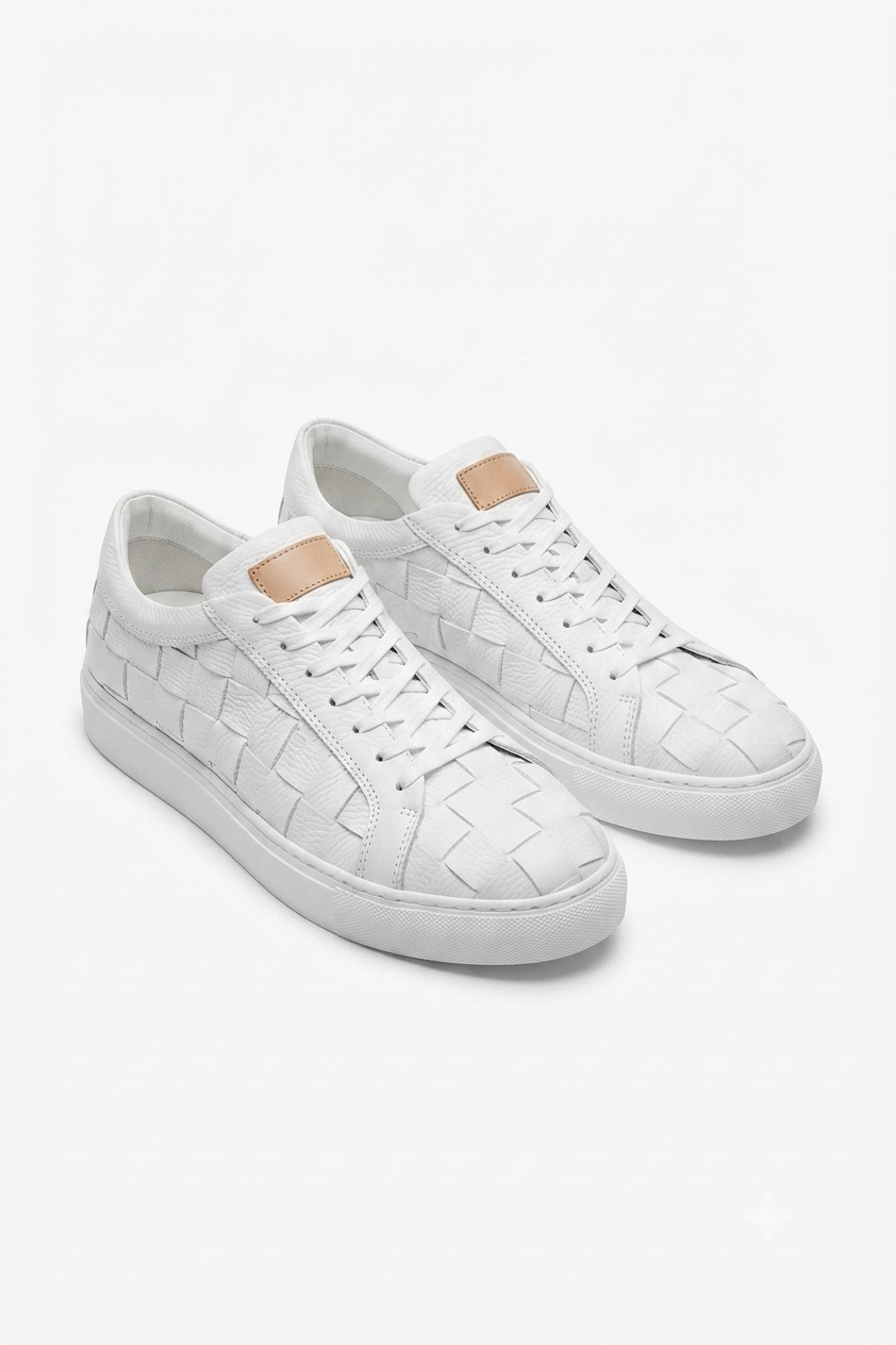 Vimini Yüksek Kalite Bağcıklı Kalın Taban Günlük Erkek Sneaker Beyaz